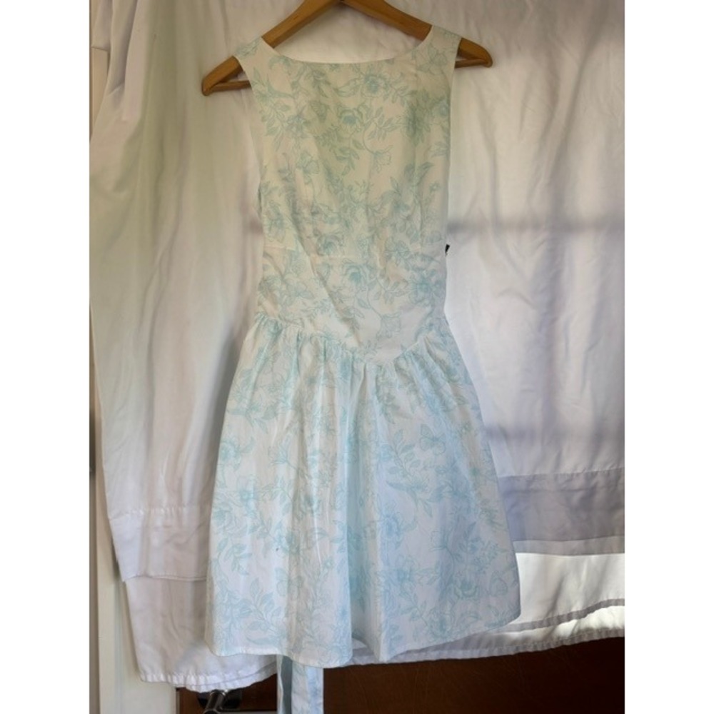 Wild Fable Kids XXS Blue White Floral Butterfly Open Tie Back Fit Flare Dress